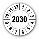 Jahresprüfplakette mit vierstelliger Jahreszahl, 2030