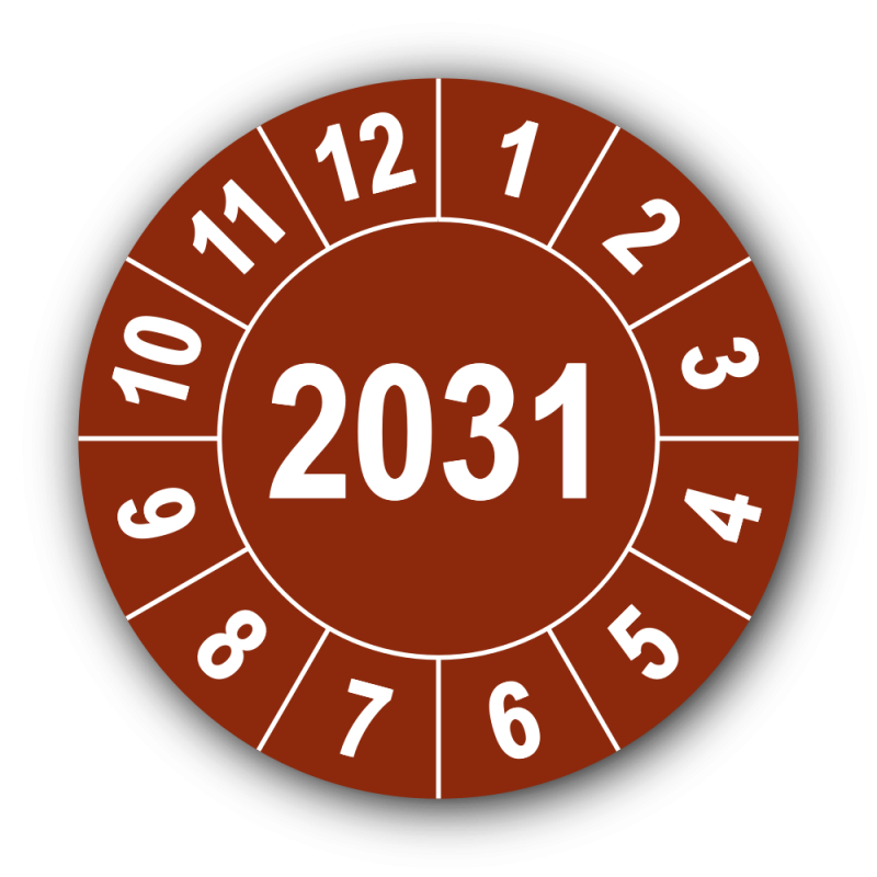 Jahresprüfplakette mit vierstelliger Jahreszahl, 2031