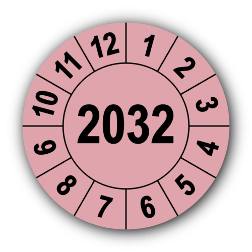 Jahresprüfplakette mit vierstelliger Jahreszahl, 2032