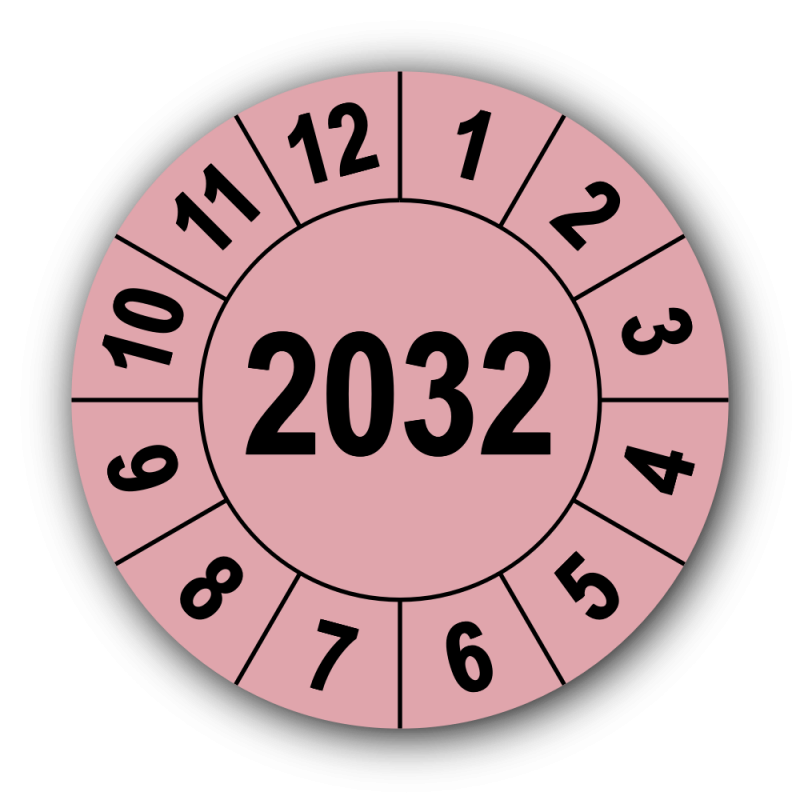 Jahresprüfplakette mit vierstelliger Jahreszahl, 2032