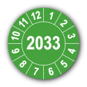 Jahresprüfplakette mit vierstelliger Jahreszahl, 2033