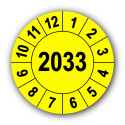 Jahresprüfplakette mit vierstelliger Jahreszahl, 2033