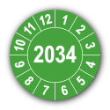 Jahresprüfplakette mit vierstelliger Jahreszahl, 2034