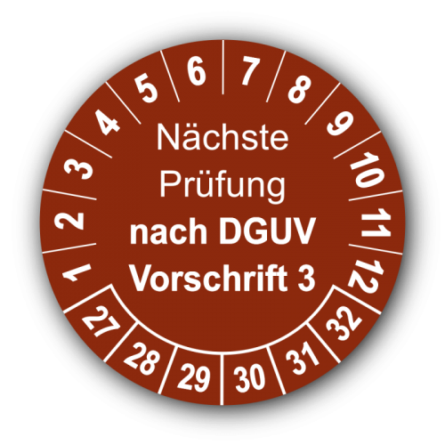 Nächste Prüfung nach DGUV Vorschrift 3, braun