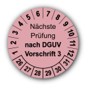 Nächste Prüfung nach DGUV Vorschrift 3, rosa
