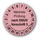 Nächste Prüfung nach DGUV Vorschrift 3, rosa