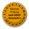 Nächste Prüfung nach DGUV Vorschrift 3, orange