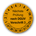 Nächste Prüfung nach DGUV Vorschrift 3, orange