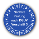 Nächste Prüfung nach DGUV Vorschrift 3, blau
