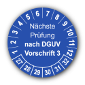 Nächste Prüfung nach DGUV Vorschrift 3, blau