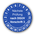 Nächste Prüfung nach DGUV Vorschrift 3, blau