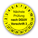 Nächste Prüfung nach DGUV Vorschrift 3, gelb