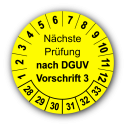 Nächste Prüfung nach DGUV Vorschrift 3, gelb