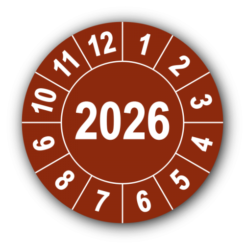 Jahresprüfplakette mit vierstelliger Jahreszahl, 2026