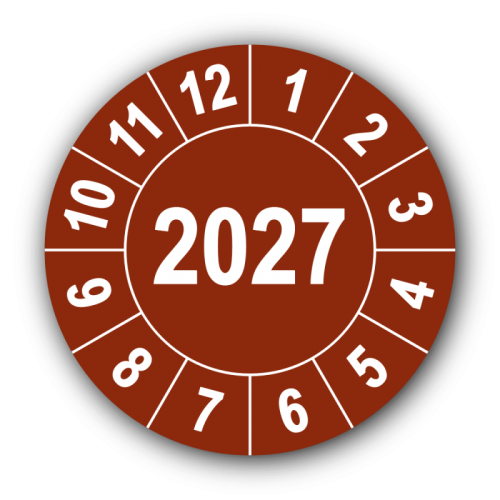 Jahresprüfplakette mit vierstelliger Jahreszahl, 2027