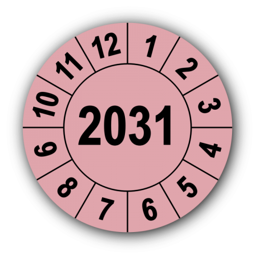 Jahresprüfplakette mit vierstelliger Jahreszahl, 2031