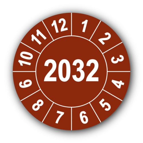 Jahresprüfplakette mit vierstelliger Jahreszahl, 2032