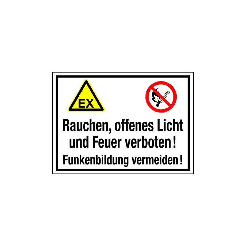 Rauchen, offenes Licht und Feuer verboten! Funkenbildung vermeiden! (mit Symbolen D-W021 und P003)