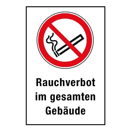 Schild Kombischild Rauchverbot im gesamten Gebäude PVC 29,7 x 21cm 