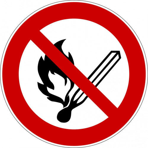 Keine offene Flamme, Feuer, offene Zündquelle und Rauchen verboten - P003