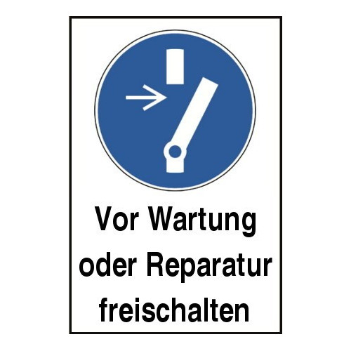 Kombischild „Vor Wartung oder Reparatur freischalten“ - M021