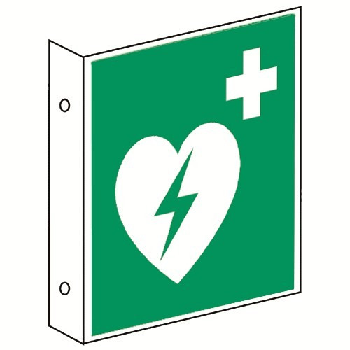 Fahnenschild: Automatisierter Externer Defibrillator (AED) - E010
