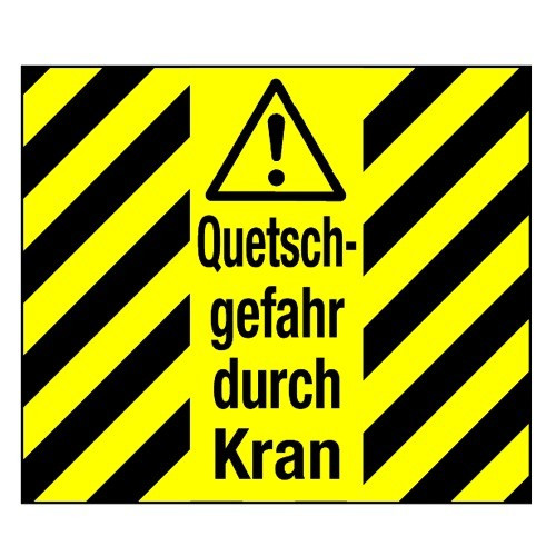 Quetschgefahr durch Kran. (mit Warnstreifen)