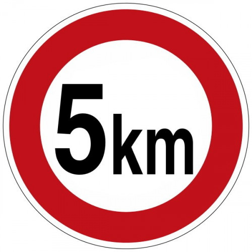 Zulässige Höchstgeschwindigkeit (5 km), oder Wunschtext