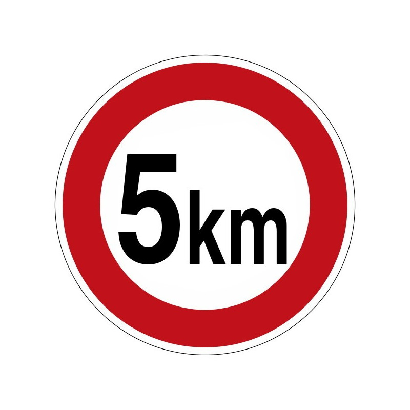 Zulässige Höchstgeschwindigkeit (5 km), oder Wunschtext