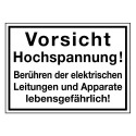 Vorsicht! Hochspannung! Das Berühren der elektrischen Leitungen und Apparate lebensgefährlich!