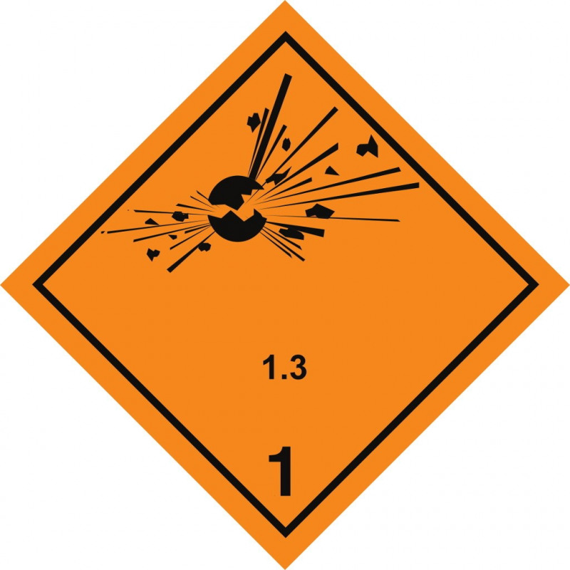 Gefahrgut-Aufkleber Klasse 1.3: Explosive Stoffe und Gegenstände