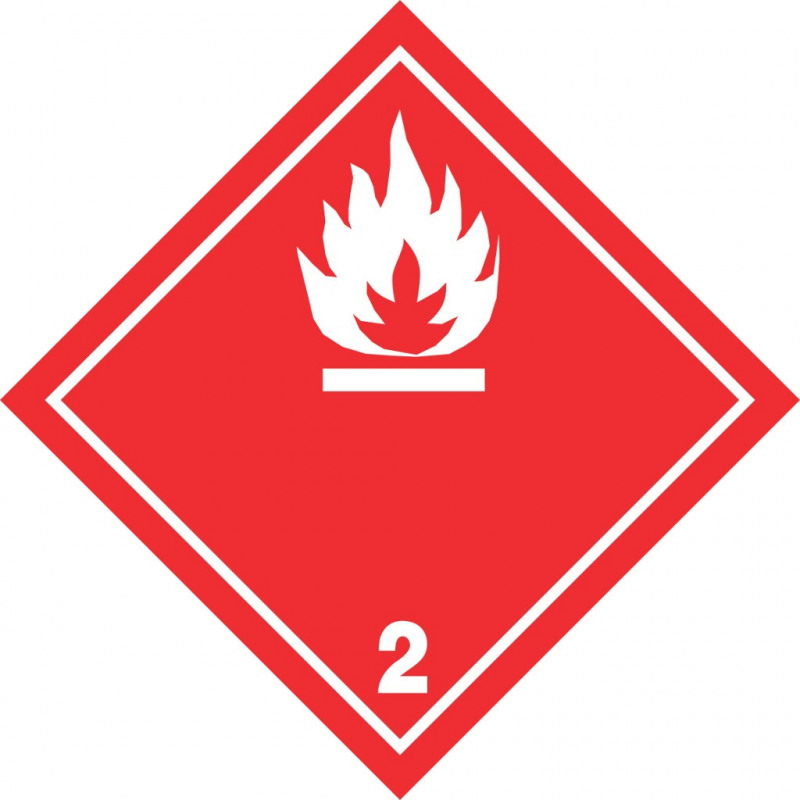 Gefahrgut-Aufkleber (weiß) Klasse 2.1: Entzündbare Gase