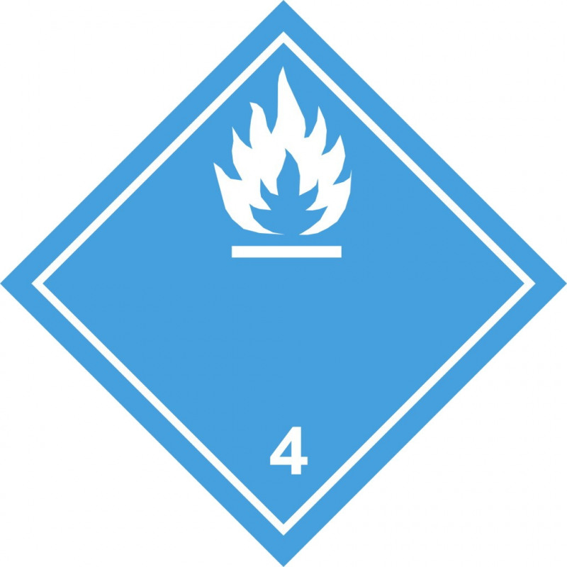 Gefahrgut-Aufkleber (weiß) Klasse 4.3: Stoffe, die bei Wasserkontakt entzündliche Gase entwickeln