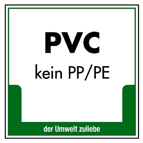 Umweltschild „PVC (kein PP/PE)“
