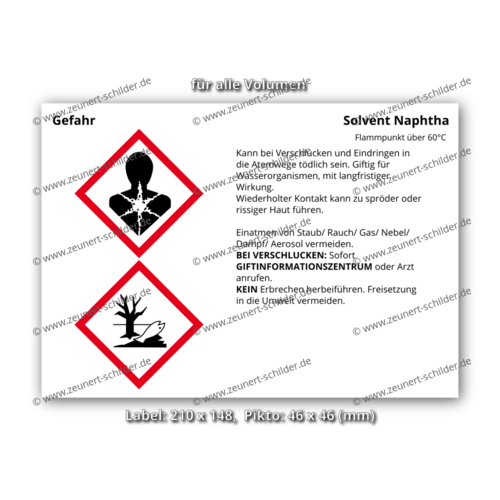 Solvent Naphtha, Flammpunkt über 60°C
