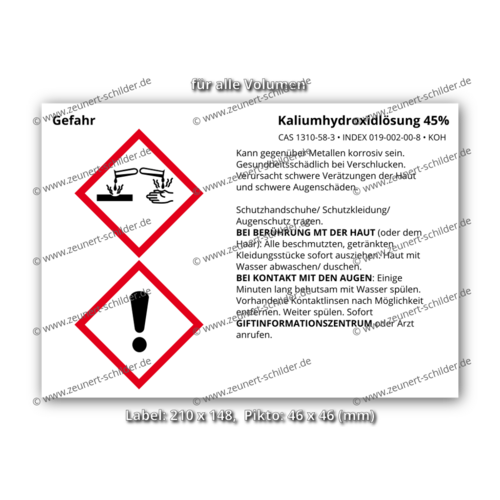 Kaliumhydroxidlösung 45%, CAS 1310-58-3
