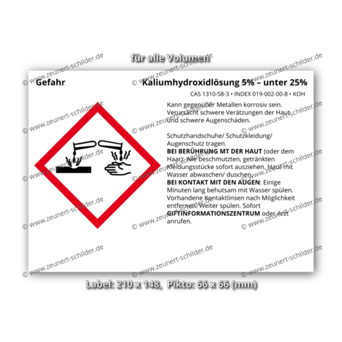 Kaliumhydroxidlösung 5% – unter 25%, CAS 1310-58-3