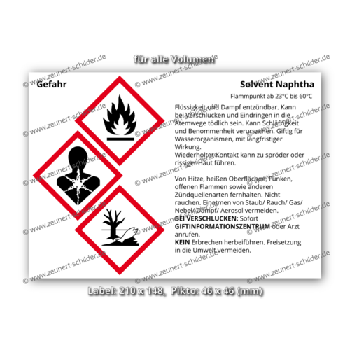 Solvent Naphtha, Flammpunkt ab 23°C bis 60°C
