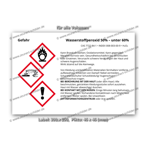 Wasserstoffperoxid 50% – unter 60%, CAS 7722-84-1