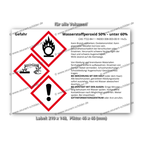 Wasserstoffperoxid 50% – unter 60%, CAS 7722-84-1