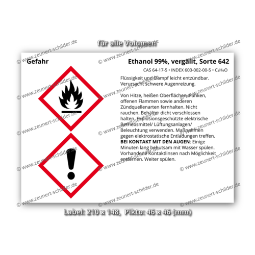 Ethanol 99%, vergällt, Sorte 642, CAS 64-17-5
