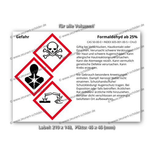 Formaldehyd ab 25%, CAS 50-00-0