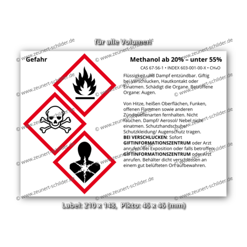 Methanol ab 20% – unter 55%, CAS 67-56-1