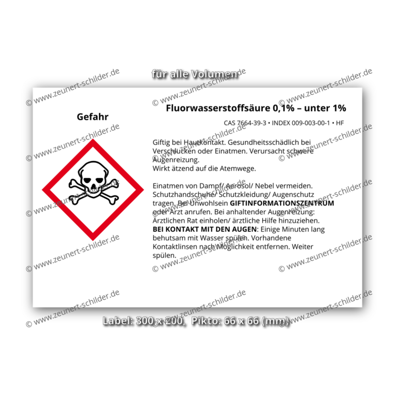 Fluorwasserstoffsäure 0,1% – unter 1%, CAS 7664-39-3