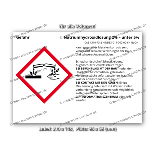 Natriumhydroxidlösung 2% – unter 5%, CAS 1310-73-2