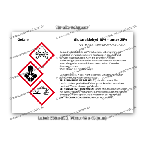 Glutaraldehyd 10% – unter 25%, CAS 111-30-8