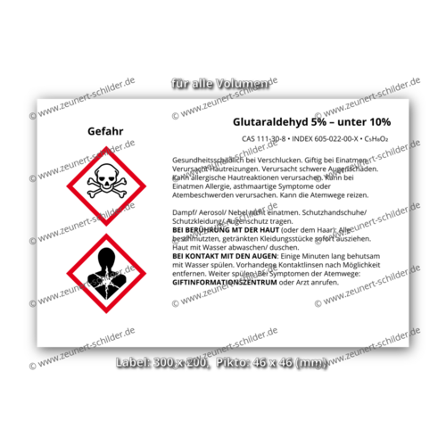 Glutaraldehyd 5% – unter 10%, CAS 111-30-8