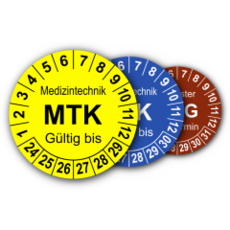Mehrjahres-Prüfplaketten für Prüfungen in der Medizintechnik MPG, MTK, STK